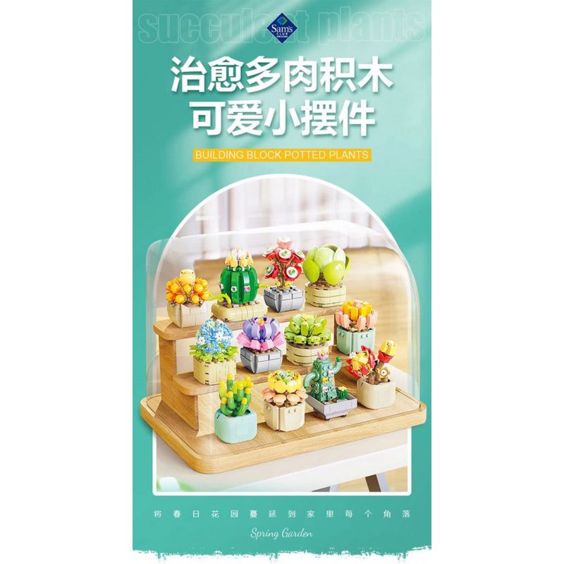FEMIBOX S2201 2201 non  CHỮA LÀNH MỌNG NƯỚC 12 LOẠI bộ đồ chơi xếp lắp ráp ghép mô hình Flowers PLANTS SUCCULENT Hoa 1095 khối
