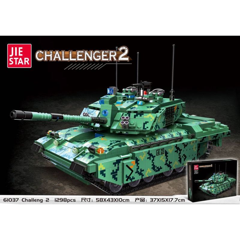 JIESTAR 61037 non  XE TĂNG CHIẾN ĐẤU CHỦ LỰC CHALLENGER 2E CỦA ANH bộ đồ chơi xếp lắp ráp ghép mô hình Military Army Quân Sự Bộ Đội 1298 khối