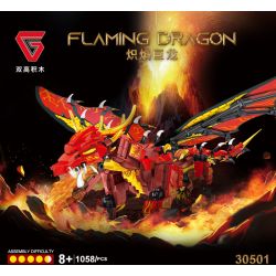 DOUBLE HEIGHT 50501 non  RỒNG LỬA bộ đồ chơi xếp lắp ráp ghép mô hình FLAMING DRAGON 1058 khối