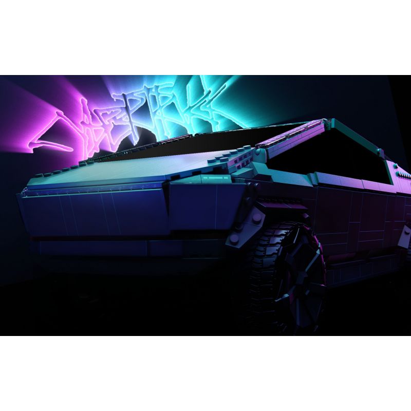 MEGA BLOKS GWW84 non  XE BÁN TẢI ĐIỆN TESLA 1:12 tỷ lệ 1:12 bộ đồ chơi xếp lắp ráp ghép mô hình Creator Expert TESLA CYBERTRUCK Chuyên Gia Sáng Tạo 3283 khối