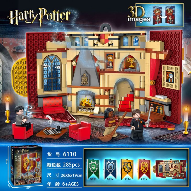 NOT Lego GRYFFINDOR HOUSE BANNER 76409 6110 87012 xếp lắp ráp ghép mô hình BIỂU NGỮ NHÀ GRYFFINDOR CỜ Harry Potter Chú Bé Phù Thủy 285 khối