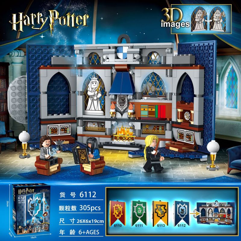 NOT Lego RAVENCLAW HOUSE BANNER 76411 6112 87014 xếp lắp ráp ghép mô hình BIỂU NGỮ NHÀ RAVENCLAW Harry Potter Chú Bé Phù Thủy 305 khối