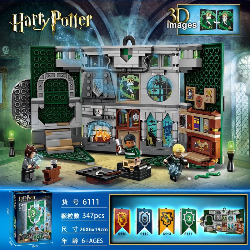 NOT Lego SLYTHERIN HOUSE BANNER 76410 6111 87013 xếp lắp ráp ghép mô hình BIỂU NGỮ NHÀ SLYTHERIN CỜ Harry Potter Chú Bé Phù Thủy 347 khối