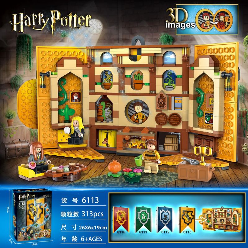 NOT Lego HUFFLEPUFF HOUSE BANNER 76412 6113 87015 xếp lắp ráp ghép mô hình BIỂU NGỮ NHÀ HUFFLEPUFF CỜ Harry Potter Chú Bé Phù Thủy 313 khối