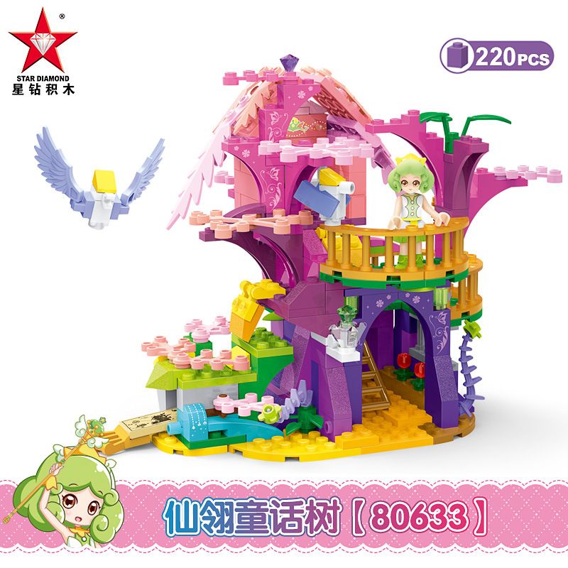 STAR DIAMOND 80633 non Lego CÂY CỔ TÍCH bộ đồ chơi xếp lắp ráp ghép mô hình Little Flower Fairy Nàng Tiên Hoa Nhỏ 220 khối