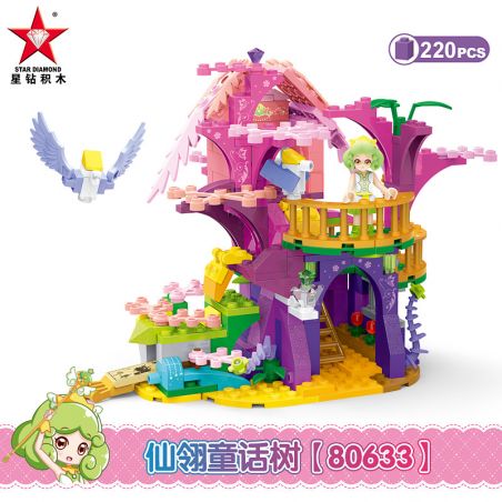 STAR DIAMOND 80633 non  CÂY CỔ TÍCH bộ đồ chơi xếp lắp ráp ghép mô hình Little Flower Fairy Nàng Tiên Hoa Nhỏ 220 khối
