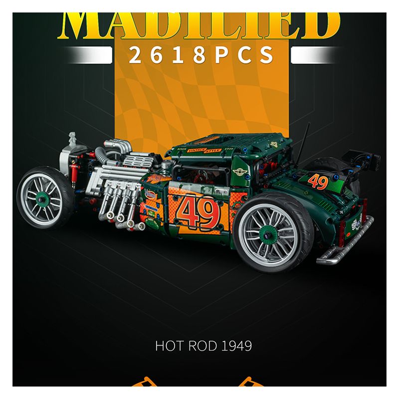 SHARP MODEL JIMU LIANGPIN 10509 non  XE CỔ SỬA ĐỔI CHẤT NỔ HOT ROD 1949 tỷ lệ 1:8 bộ đồ chơi xếp lắp ráp ghép mô hình Racers MODIFIED VEHICLE Đua Tốc Độ 2618 khối