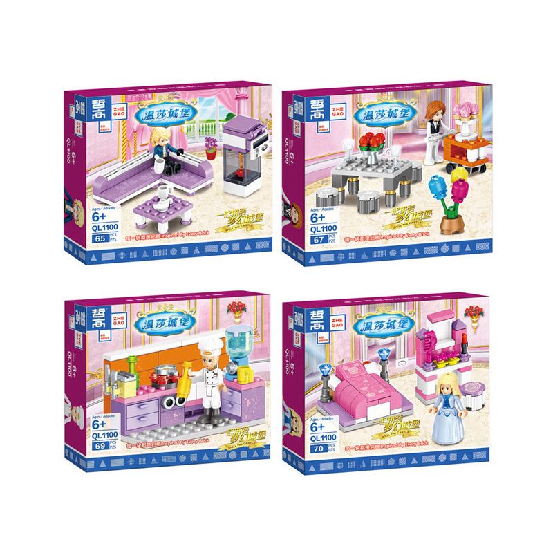 ZHEGAO QL1100 1100 non Lego CẢNH NỘI THẤT LÂU ĐÀI WINDSOR 4 LOẠI bộ đồ chơi xếp lắp ráp ghép mô hình Girl Con Gái 271 khối