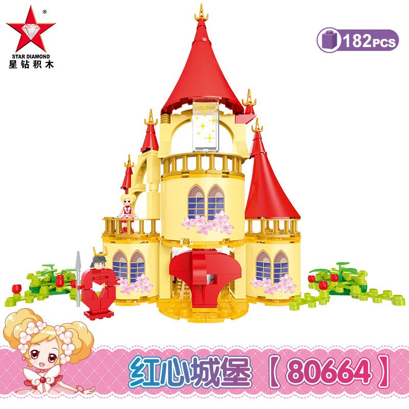 STAR DIAMOND 80664 non  LÂU ĐÀI TRÁI TIM bộ đồ chơi xếp lắp ráp ghép mô hình Little Flower Fairy Nàng Tiên Hoa Nhỏ 182 khối