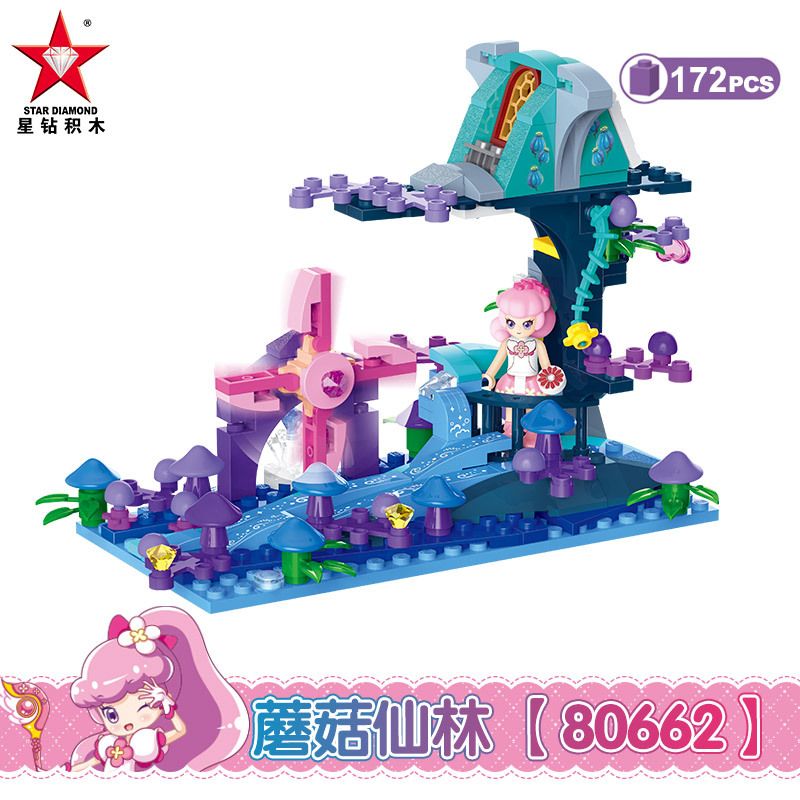 STAR DIAMOND 80662 non  KHU RỪNG THẦN TIÊN NẤM bộ đồ chơi xếp lắp ráp ghép mô hình Little Flower Fairy Nàng Tiên Hoa Nhỏ 172 khối