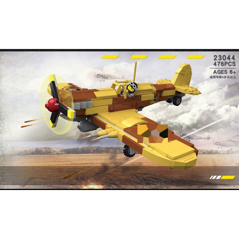 JIESTAR 23044 non  CHIẾN TRANH THẾ GIỚI THỨ HAI KINH ĐIỂN SPITFIRE bộ đồ chơi xếp lắp ráp ghép mô hình Military Army MILITARY WORLD SPITFIRE FIGHTER Quân Sự Bộ Đội 476 khối