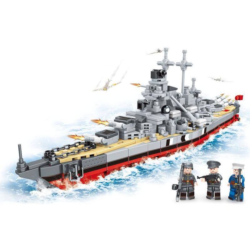 MINGDI K0279 0279 non Lego THIẾT GIÁP HẠM BISMARCK TRONG THẾ CHIẾN II bộ đồ chơi xếp lắp ráp ghép mô hình Military Army Quân Sự Bộ Đội 828 khối