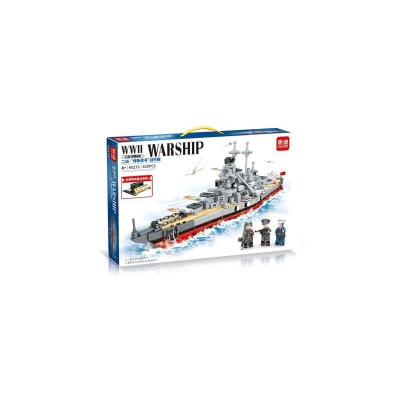 MINGDI K0279 0279 non  THIẾT GIÁP HẠM BISMARCK TRONG THẾ CHIẾN II bộ đồ chơi xếp lắp ráp ghép mô hình Military Army Quân Sự Bộ Đội 828 khối