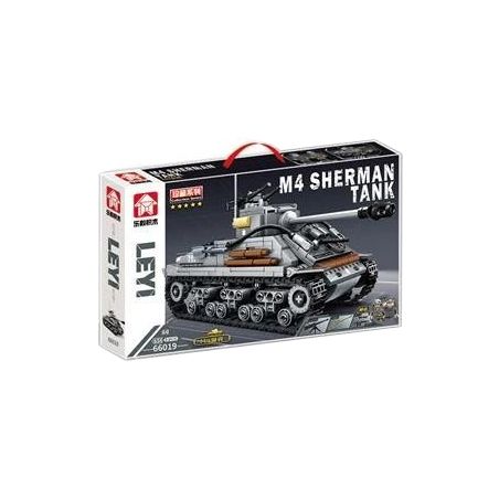 LEYI 66019 non  XE TĂNG HẠNG TRUNG M4 bộ đồ chơi xếp lắp ráp ghép mô hình Military Army M4 SHERMAN MEDIUM TANK Quân Sự Bộ Đội 656 khối