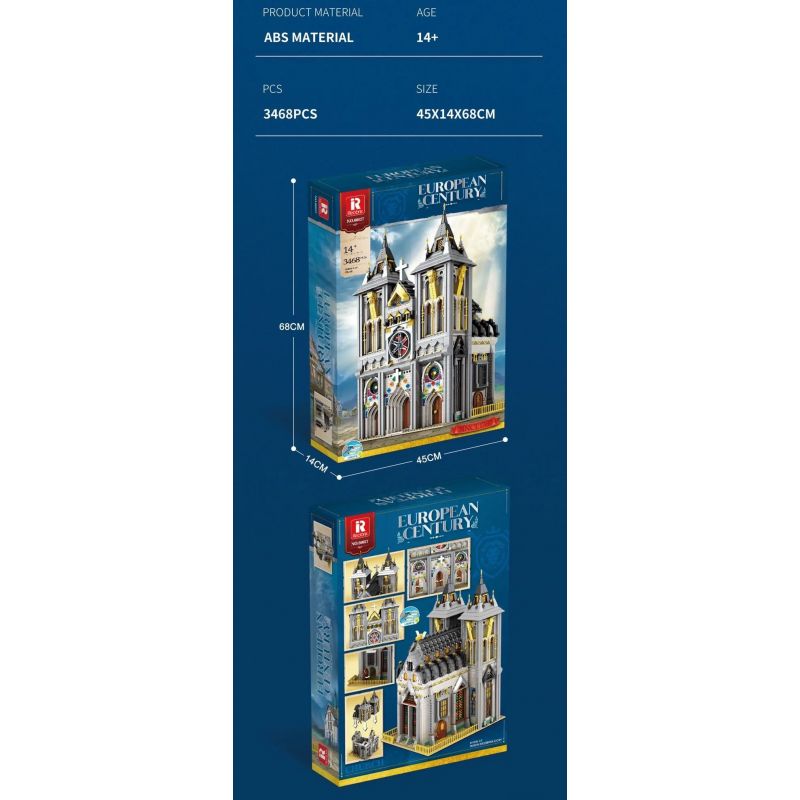 REOBRIX 66027 non  NHÀ THỜ bộ đồ chơi xếp lắp ráp ghép mô hình EUROPEAN CENTURY CHURCHES 3468 khối