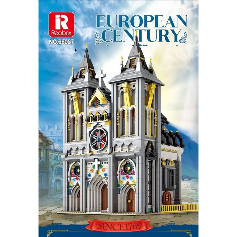REOBRIX 66027 non  NHÀ THỜ bộ đồ chơi xếp lắp ráp ghép mô hình EUROPEAN CENTURY CHURCHES 3468 khối
