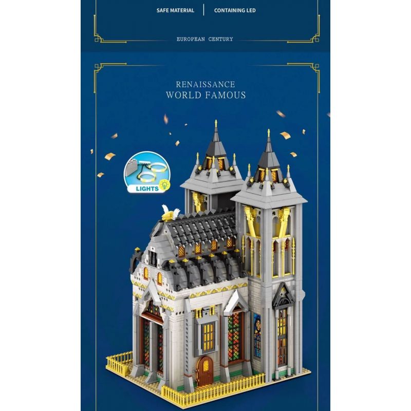 REOBRIX 66027 non  NHÀ THỜ bộ đồ chơi xếp lắp ráp ghép mô hình EUROPEAN CENTURY CHURCHES 3468 khối