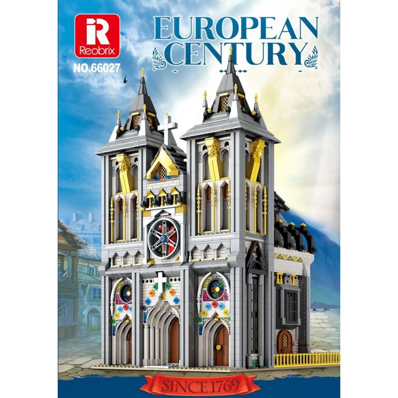 REOBRIX 66027 non  NHÀ THỜ bộ đồ chơi xếp lắp ráp ghép mô hình EUROPEAN CENTURY CHURCHES 3468 khối