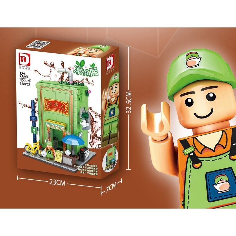 DK 7029 non  CỬA HÀNG TRÀ THẢO DƯỢC bộ đồ chơi xếp lắp ráp ghép mô hình City Thành Phố 558 khối