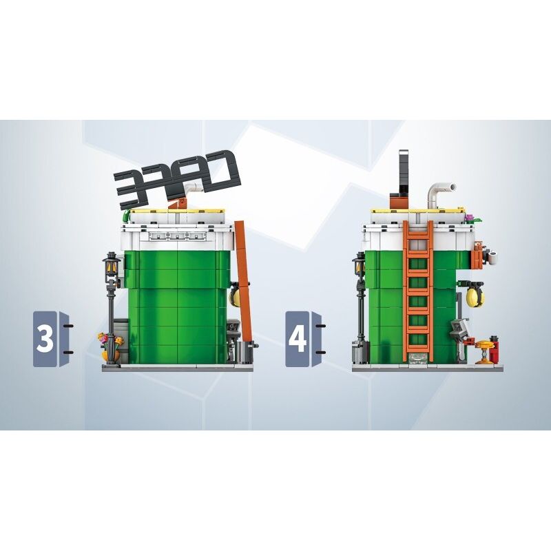 DK 7028 non  QUÁN CÀ PHÊ bộ đồ chơi xếp lắp ráp ghép mô hình City Thành Phố 522 khối