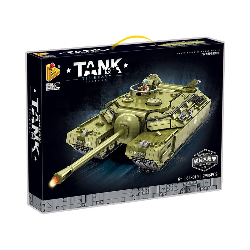 PanlosBrick 628010 Panlos Brick 628010 non  XE TĂNG HẠNG NẶNG T28 bộ đồ chơi xếp lắp ráp ghép mô hình Military Army T28 HEAVY TANK Quân Sự Bộ Đội 2986 khối