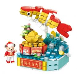 INBRIXX 881501 non  CẦU NGUYỆN CÁ KOI bộ đồ chơi xếp lắp ráp ghép mô hình TEDDY BEAR