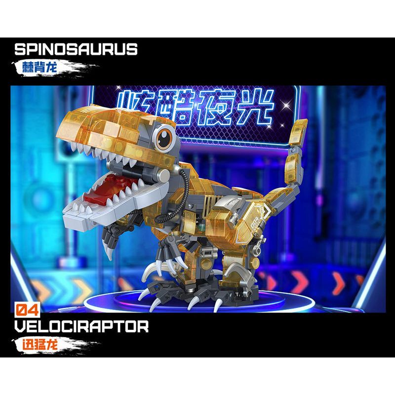 ZHEGAO DZ4101 4101 non  Q KHỦNG LONG CƠ DỄ THƯƠNG 4 LOẠI TYRANNOSAURUS REX TRICERATOPS SPINOSAURUS VELOCIRAPTOR bộ đồ chơi xếp lắp ráp ghép mô hình Jurassic World Thế Giới Khủng Long 1509 khối