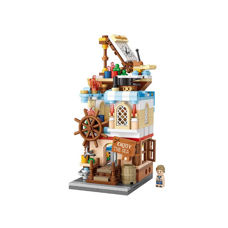 LOZ 1650 non Lego NHÀ HÀNG HẢI bộ đồ chơi xếp lắp ráp ghép mô hình Mini Modular Đường Phố Thu Nhỏ 380 khối