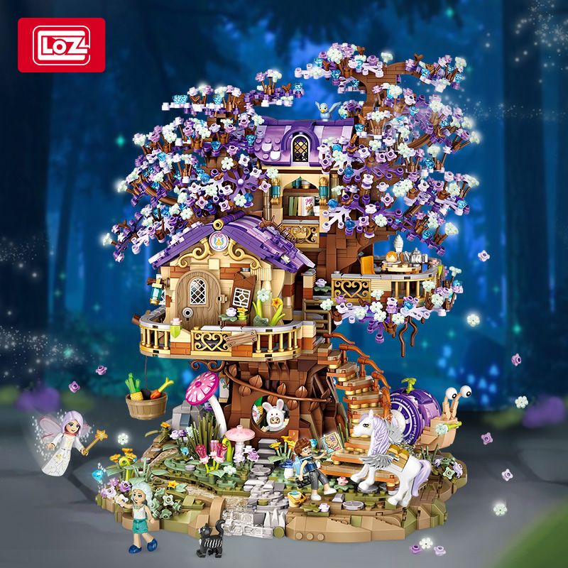 LOZ 1065 non  NGÔI NHÀ TRÊN CÂY YÊU TINH bộ đồ chơi xếp lắp ráp ghép mô hình Girl ELVES TREE HOUSE Con Gái 3991 khối