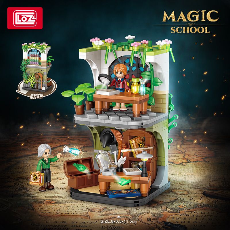 LOZ 1666 non  LỚP HỌC THẢO DƯỢC bộ đồ chơi xếp lắp ráp ghép mô hình MAGIC SCHOOL 425 khối
