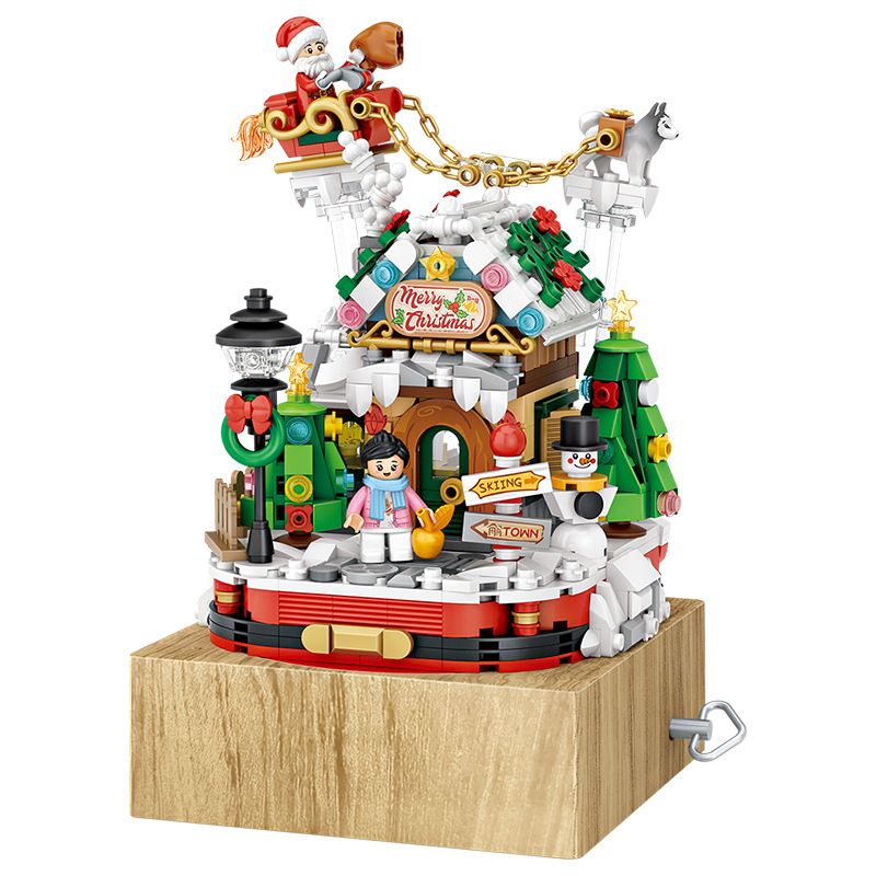 LOZ 1238 non Lego HỘP NHẠC NGÔI NHÀ GIÁNG SINH bộ đồ chơi xếp lắp ráp ghép mô hình Christmas 979 khối