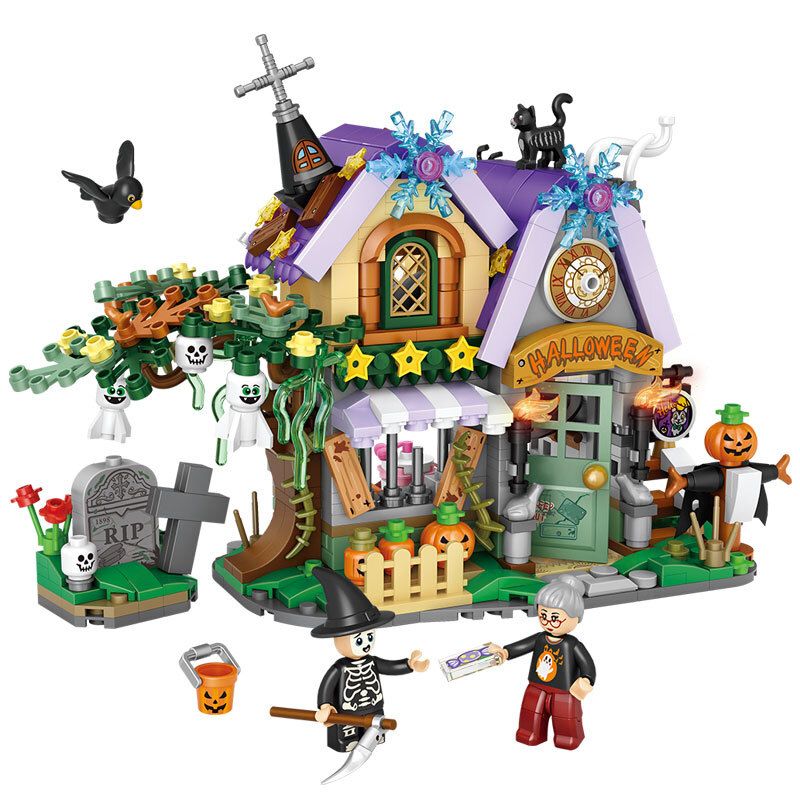 LOZ 1233 non Lego NGÔI NHÀ HALLOWEEN bộ đồ chơi xếp lắp ráp ghép mô hình Lễ Hội Hóa Trang Ma Quỷ 765 khối