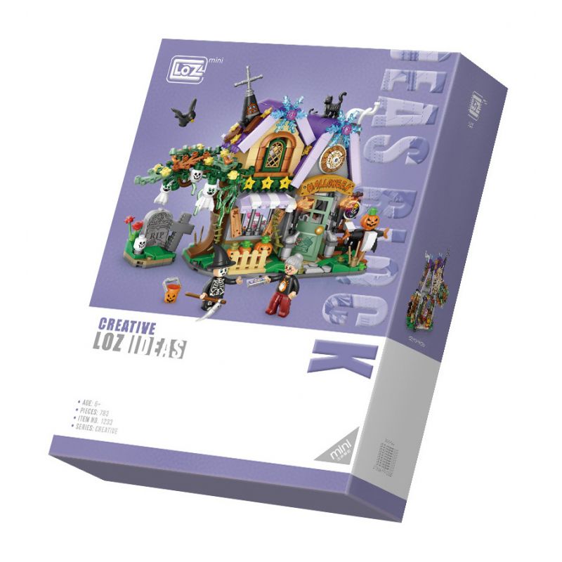 LOZ 1233 non  NGÔI NHÀ HALLOWEEN bộ đồ chơi xếp lắp ráp ghép mô hình Lễ Hội Hóa Trang Ma Quỷ 765 khối