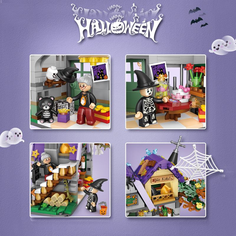 LOZ 1233 non  NGÔI NHÀ HALLOWEEN bộ đồ chơi xếp lắp ráp ghép mô hình Lễ Hội Hóa Trang Ma Quỷ 765 khối