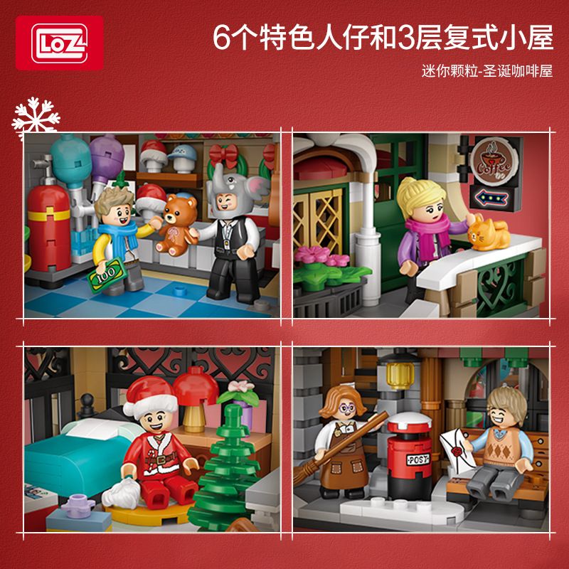 LOZ 1054 non  QUÁN CÀ PHÊ GIÁNG SINH bộ đồ chơi xếp lắp ráp ghép mô hình Modular Buildings Mô Hình Nhà Cửa 2506 khối