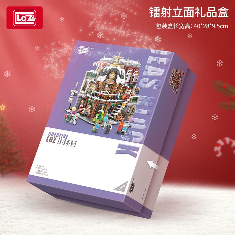 LOZ 1054 non  QUÁN CÀ PHÊ GIÁNG SINH bộ đồ chơi xếp lắp ráp ghép mô hình Modular Buildings Mô Hình Nhà Cửa 2506 khối