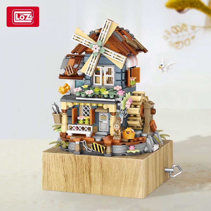 LOZ 1239 non  HỘP NHẠC CỐI XAY GIÓ bộ đồ chơi xếp lắp ráp ghép mô hình 799 khối