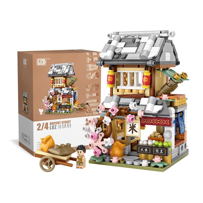 LOZ 1742 non Lego CỬA HÀNG GẠO PHỐ TÀU bộ đồ chơi xếp lắp ráp ghép mô hình Chinatown Khu Phố Tàu 501 khối