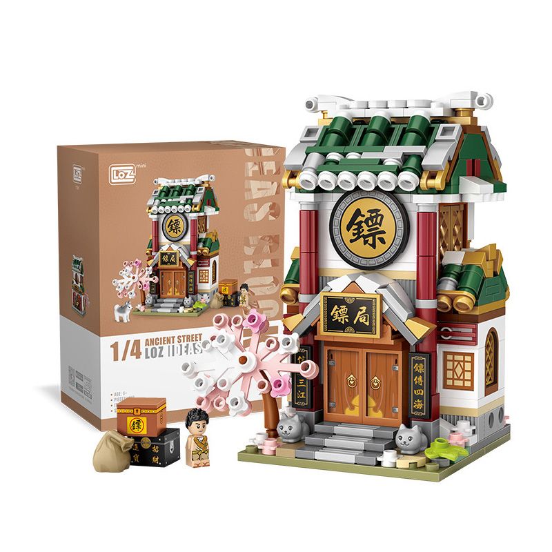 LOZ 1741 non Lego HỘ TỐNG KHU PHỐ TÀU bộ đồ chơi xếp lắp ráp ghép mô hình Chinatown 487 khối