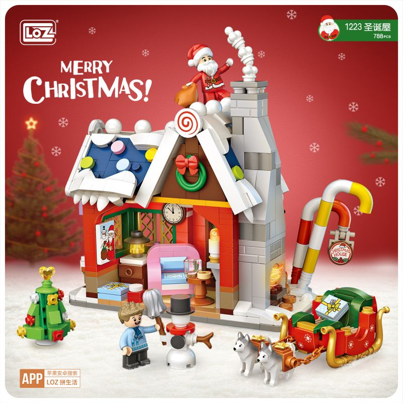 LOZ 1223 non  NGÔI NHÀ GIÁNG SINH bộ đồ chơi xếp lắp ráp ghép mô hình Christmas 788 khối
