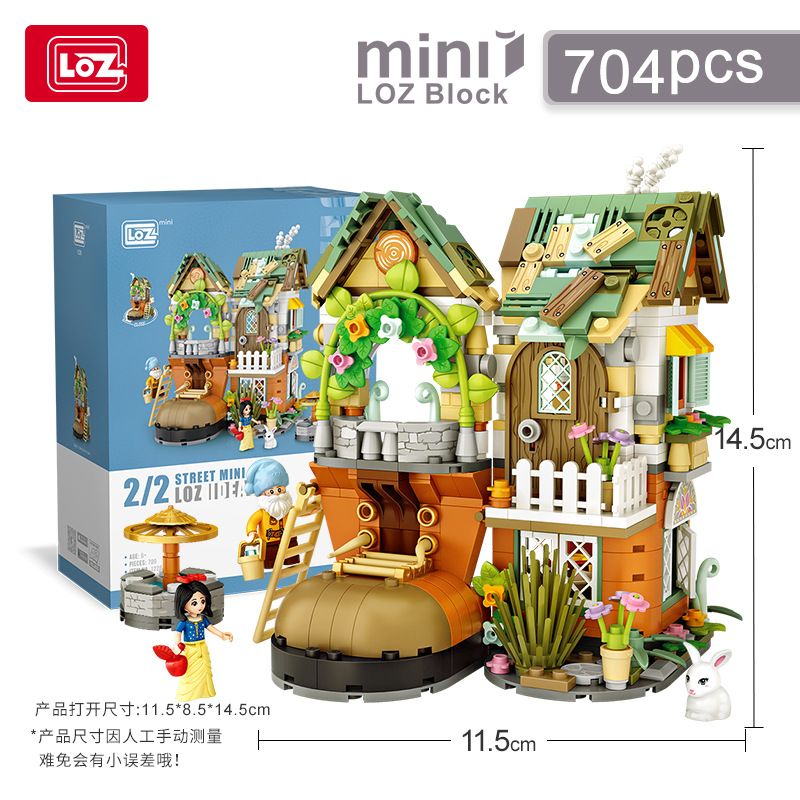 LOZ 1226 non  NGÔI NHÀ LÙN TRONG TRUYỆN CỔ TÍCH bộ đồ chơi xếp lắp ráp ghép mô hình DWARF HUT 704 khối