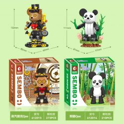 SEMBO 612014 non  GẤU TRÚC bộ đồ chơi xếp lắp ráp ghép mô hình 210 khối