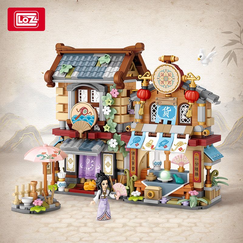 LOZ 1244 non  CỬA HÀNG TẠP HÓA KHU PHỐ TÀU bộ đồ chơi xếp lắp ráp ghép mô hình Chinatown 970 khối