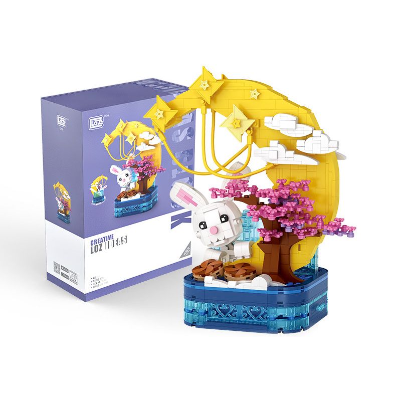 LOZ 1230 non  HỘP ĐỰNG BÚT THỎ MẶT TRĂNG bộ đồ chơi xếp lắp ráp ghép mô hình Creator Sáng Tạo 620 khối