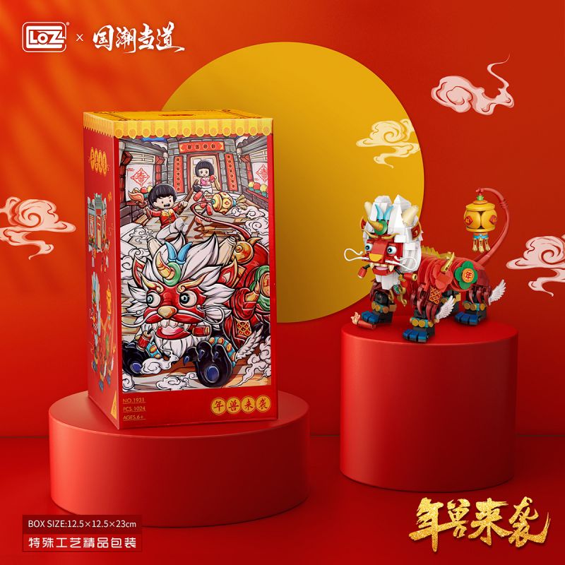 LOZ 1931 non  NIAN THÚ TẤN CÔNG bộ đồ chơi xếp lắp ráp ghép mô hình Chinese Traditional Festivals Lễ Hội Cổ Truyền 1024 khối