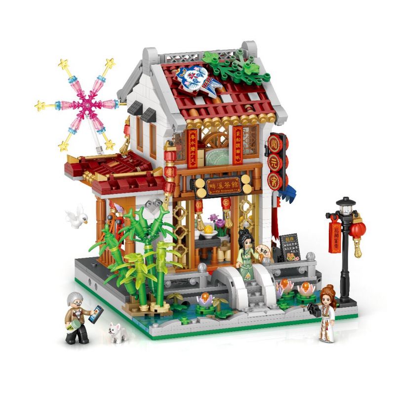 LOZ 1925 non Lego LỄ HỘI ĐÈN LỒNG QUÁN TRÀ CỔ ĐIỂN bộ đồ chơi xếp lắp ráp ghép mô hình Chinese Traditional Festivals Lễ Hội Cổ Truyền 1268 khối