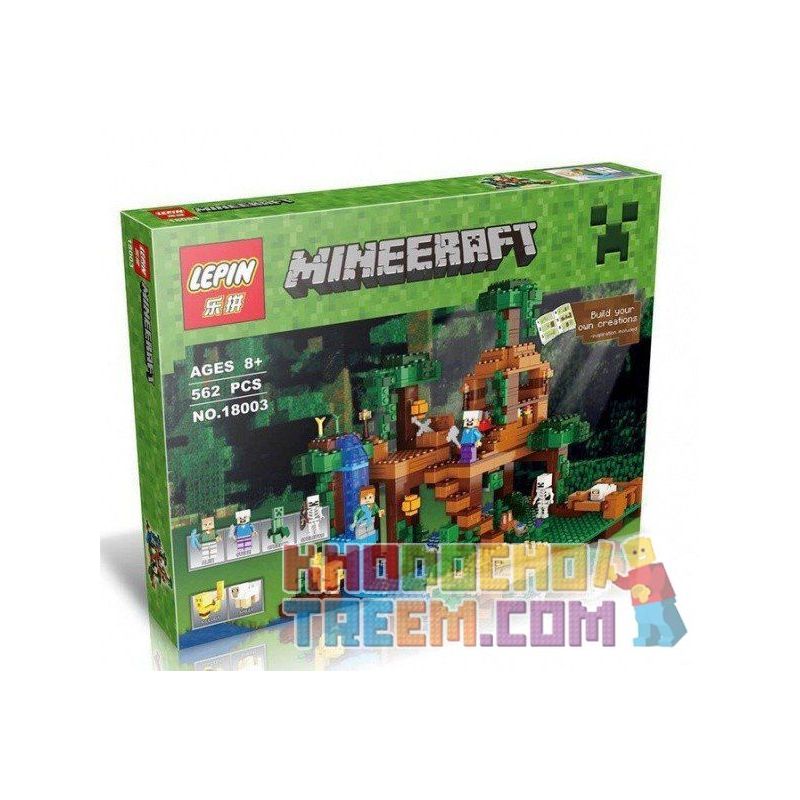 NOT Lego THE JUNGLE TREE HOUSE 21125 JIQILE TM7436 7436 Bela Lari 10471 LELE 79282 LEPIN 18003 xếp lắp ráp ghép mô hình NHÀ CÂY KHỔNG LỒ CỦA STEVE VÀ ALEX NGÔI TRÊN TRONG RỪNG Minecraft Game Xây Dựng 706 khối