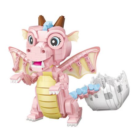 LOZ 1122 non  RỒNG CON MÀU HỒNG bộ đồ chơi xếp lắp ráp ghép mô hình 771 khối