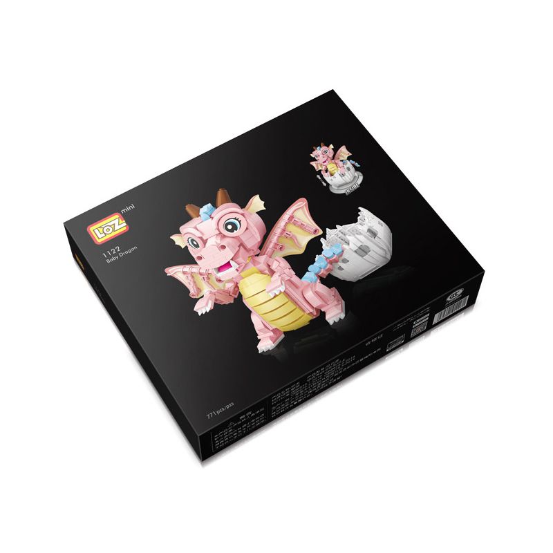 LOZ 1122 non  RỒNG CON MÀU HỒNG bộ đồ chơi xếp lắp ráp ghép mô hình 771 khối