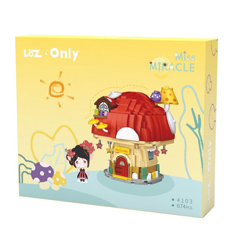 LOZ 4103 non  NHÀ NẤM bộ đồ chơi xếp lắp ráp ghép mô hình 674 khối